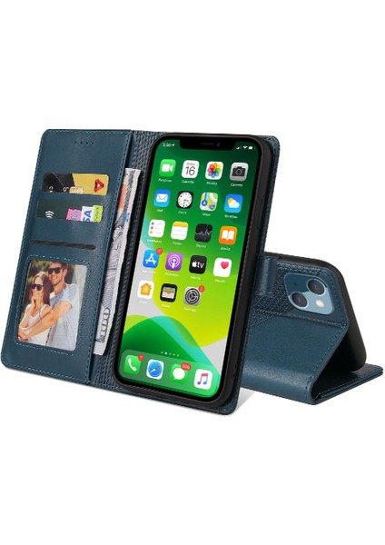 Iphone 13 Mini Üç Kart Yuvaları Premium Deri Kickstand Için Flip Case (Yurt Dışından)