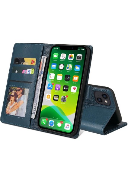 Iphone 14 Için Flip Case Premium Deri Iki Kart Yuvaları Premium Deri (Yurt Dışından)