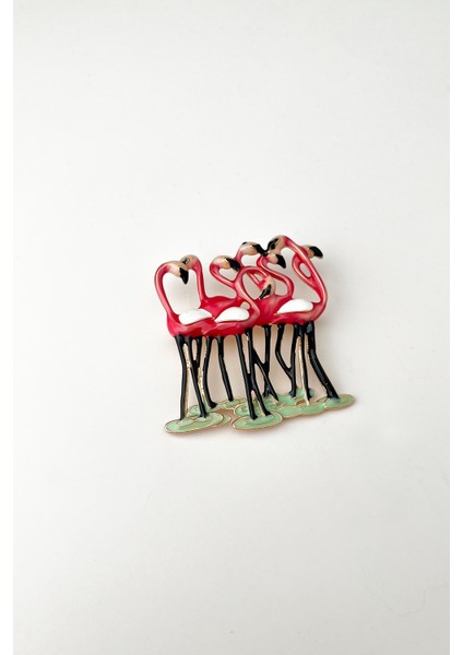 Mineli Flamingolar Broş(En:4cm Boy:5cm)