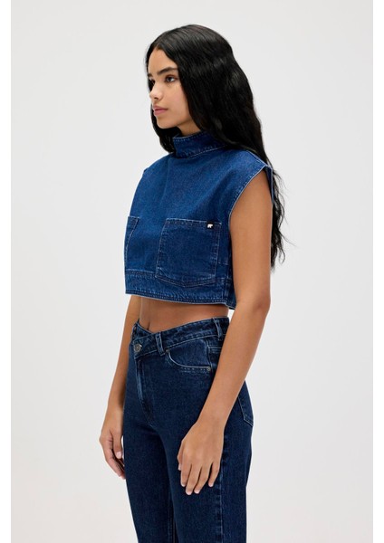 Veronica Indigo Mavi Kadın Denim Crop indirimleri