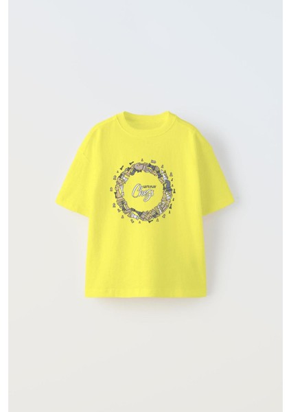 The Champ Let's Play Chess Yazılı Dönen Satranç Tasarım Baskılı Sarı Erkek Çocuk T-Shirt