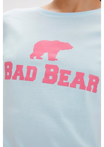 Logo Tee Sky Blue Logo Baskılı Basic Kadın Tişört modelleri
