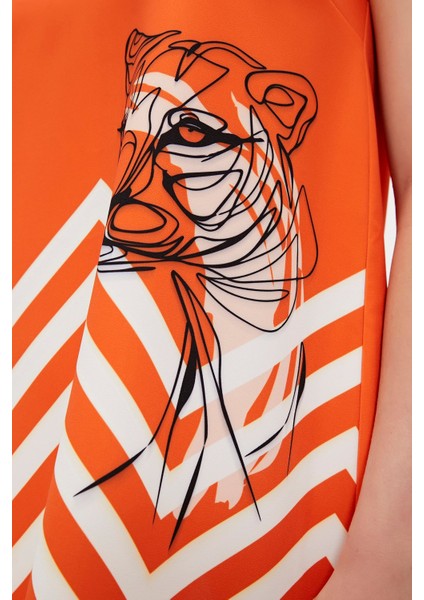 Misty Turuncu Kadın Baskılı Elbise fırsatları