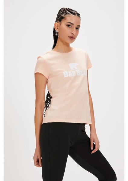 Logo Tee Pembe Logo Baskılı Basic Kadın Tişört fiyatları