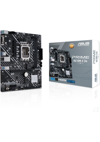 Prıme H610M-E D4-Csm Intel H610 LGA1700 Ddr4 3200 Dp HDMI VGA Çift M2 Usb3.2 Matx