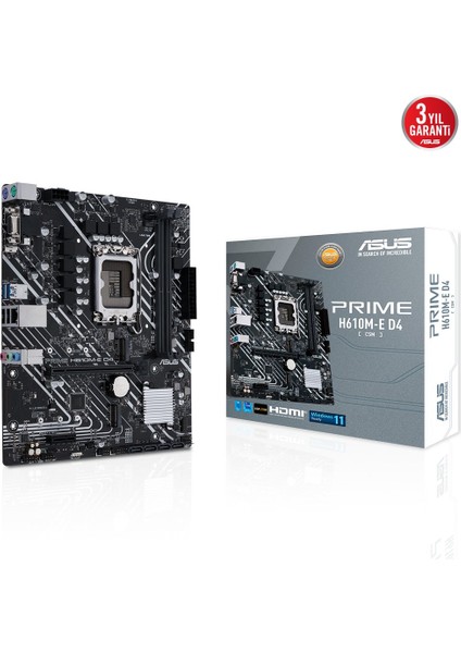 Prıme H610M-E D4-Csm Intel H610 LGA1700 Ddr4 3200 Dp HDMI VGA Çift M2 Usb3.2 Matx