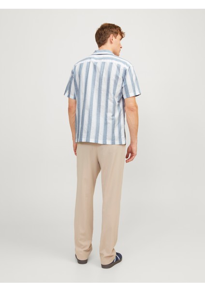 Erkek Keten Karisimli Çizgili Gömlek - Ccsummer modelleri