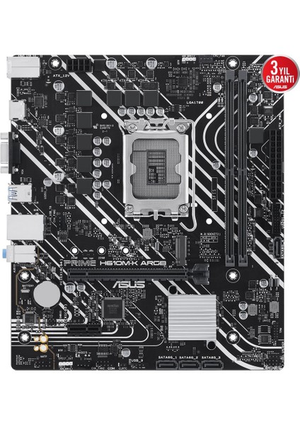 Prıme H610M-K Argb Intel H610 LGA1700 Ddr5 5600 HDMI VGA M2 Usb3.2 Aura Rgb Matx 96GB Kadar Ram
