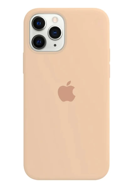 Soft Store TR iPhone 11 Uyumlu Gül Kurusu Rengi Logolu Lansman Içi Kadife Silikon Kılıf