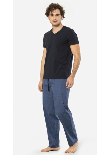 V Yaka Kısa Kol T-Shirt ve Cepli Ekoseli Alt Pijama Takım fiyatları