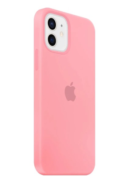 iPhone 15 Pro Max Uyumlu Pembe Renk Logolu Lansman Içi Kadife Silikon Kılıf