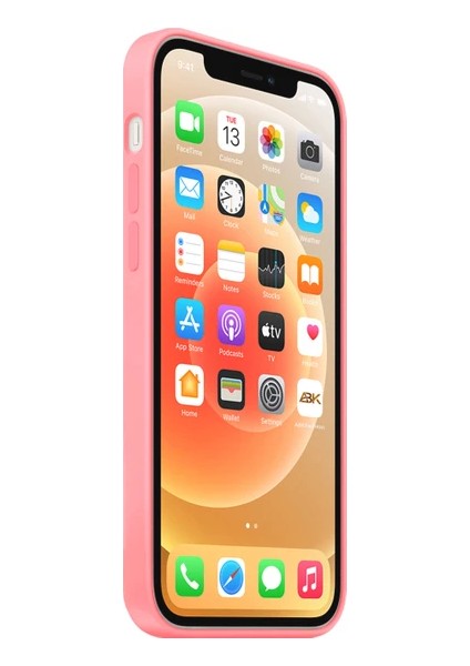 iPhone 15 Pro Max Uyumlu Pembe Renk Logolu Lansman Içi Kadife Silikon Kılıf