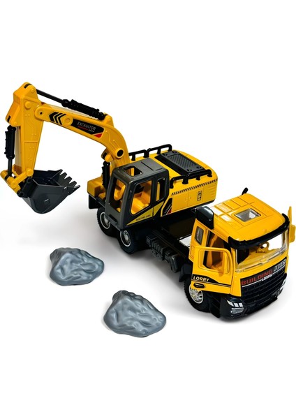 Oyuncak Sesli ve Işıklı Metal Çek Bırak Iş Araçları - Die Cast Inşaat Arabaları