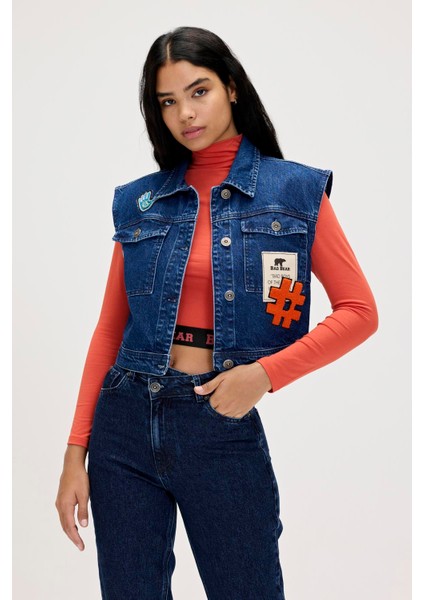 Joanne İndigo Kadın Denim Yelek