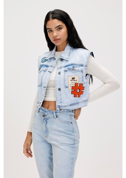 Joanne Ocean Blue Kadın Denim Yelek fiyatları