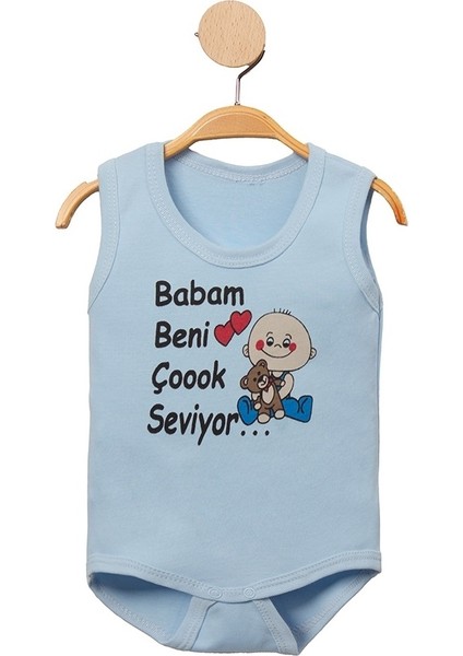 Babam Beni Çoook Seviyor Yazılı Çıt Çıtlı Atlet Body-Zıbın