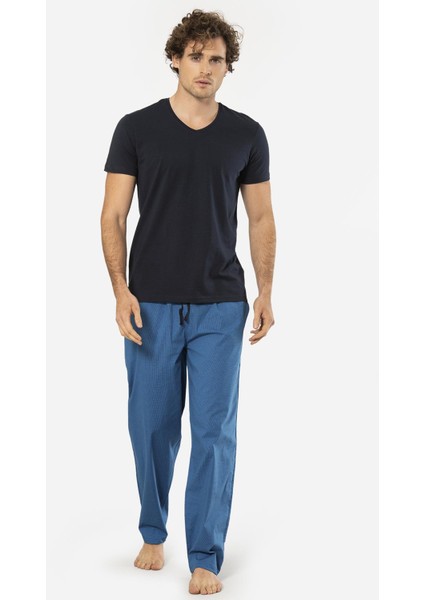 V Yaka Kısa Kol T-Shirt ve Cepli Ekoseli Alt Pijama Takım fiyatları