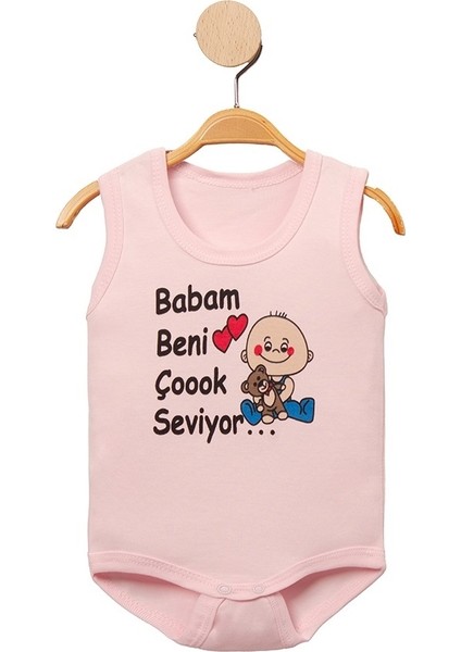 Babam Beni Çoook Seviyor Yazılı Çıt Çıtlı Atlet Body-Zıbın