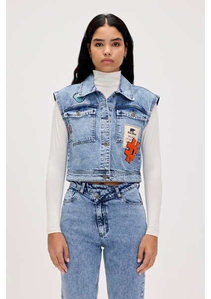 Joanne Blue Kadın Denim Yelek