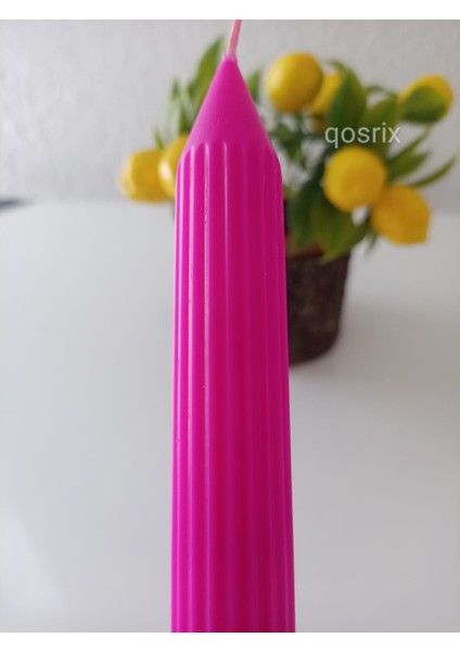 5'li Pembe Fuşya Şamdan Mumu 1. Kalite Doğal Kokulu Uzun Çubuk Konik Mum Dekoratif modelleri