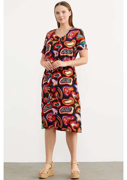 Siyah Desenli Gömlek Elbise