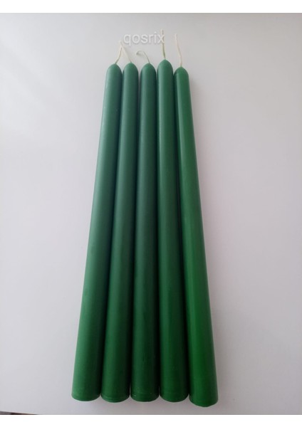 5'li Yeşil Şamdan Mumu 1. Kalite Doğal Kokulu Uzun Çubuk Konik Mum Dekoratif