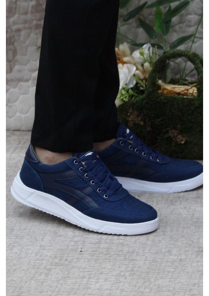 Dks 2004 Mavi Hafif Rahat Keten Sneaker Erkek Ayakkabı