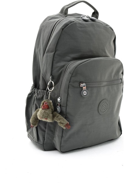Unisex Suya Dayanıklı Krinkıl Kumaş Çok Gözlü Büyük Boy Laptop Okul ve Sırt Çantası