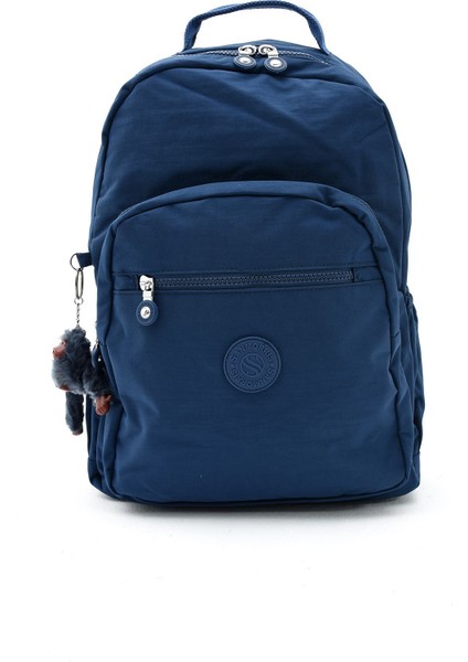 Unisex Suya Dayanıklı Krinkıl Kumaş Çok Gözlü Büyük Boy Laptop Okul ve Sırt Çantası