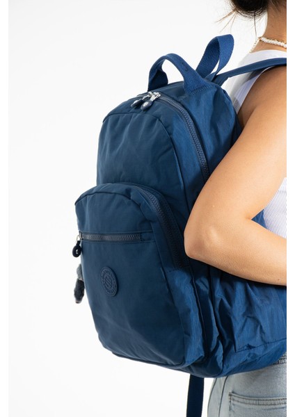 Unisex Suya Dayanıklı Krinkıl Kumaş Çok Gözlü Büyük Boy Laptop Okul ve Sırt Çantası
