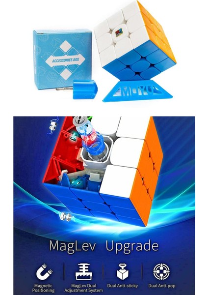 Moyu Meilong 3x3  Magnetic Cube 3m - Mıknatıslı Standlı Tornavidalı Stickersız Akıl Zeka Rübik Küp