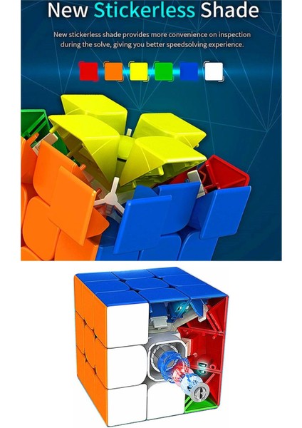 Moyu Meilong 3x3  Magnetic Cube 3m - Mıknatıslı Standlı Tornavidalı Stickersız Akıl Zeka Rübik Küp