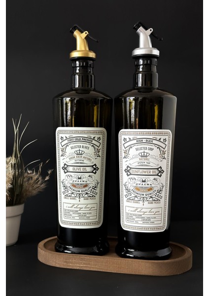 Vintage 750 ml Yağdanlık, Stantlı, Gümüş Başlık + Altın Başlık fiyatları