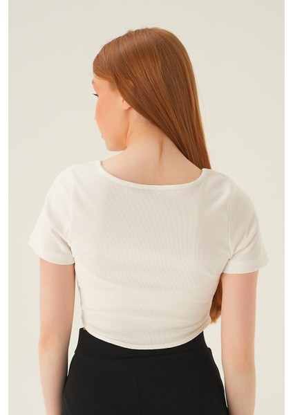 4166A Kayık Yaka Bluz Ekru fırsatları