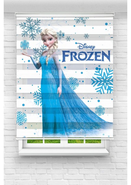 Frozen Elsa Baskılı Zebra Perde-Çocuk Odası Perdesi-Zebra Stor Perde