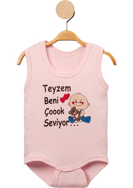 Teyzem Beni Çoook Seviyor Yazılı Çıt Çıtlı Atlet Body-Zıbın