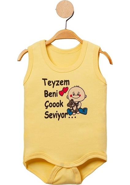 Teyzem Beni Çoook Seviyor Yazılı Çıt Çıtlı Atlet Body-Zıbın