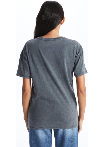 Lcw Vision Bisiklet Yaka Baskılı Kısa Kollu Kadın Tişört indirimleri