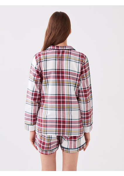Lcw Dream Gömlek Yaka Ekose Uzun Kollu Kadın Şortlu Pijama Takımı