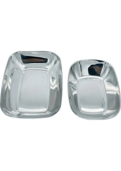 Paslanmaz Çelik Kayık Tabak Kase - Çerezlik, Meze ve Salata Kasesi Sosluk, 17 Cm, 2 Adet Büyük indirimleri