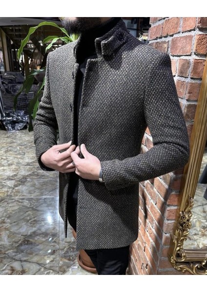 Erkek Dik Yaka Hakim Yaka Erkek Kaşe Mont Ceket Palto Kaban Blazer Kesimtrençkot fırsatları