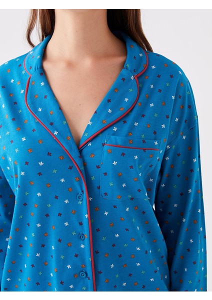 Lcw Dream Gömlek Yaka Desenli Uzun Kollu Kadın Pijama Takımı fırsatları