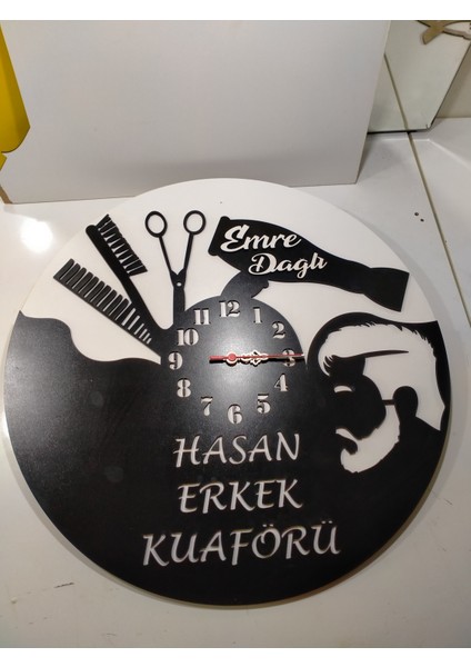 Kuaför Duvar Saati Muhteşem Tasaım 3+3 mm Mdf (Kaliteli)