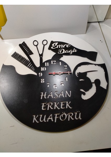 Kuaför Duvar Saati Muhteşem Tasaım 3+3 mm Mdf (Kaliteli) fiyatları