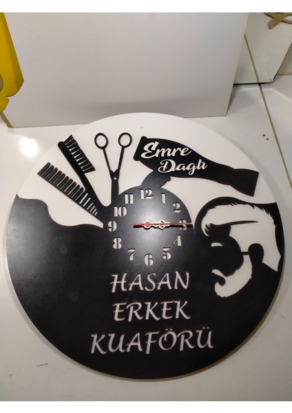 Kuaför Duvar Saati Muhteşem Tasaım 3+3 mm Mdf (Kaliteli) modelleri