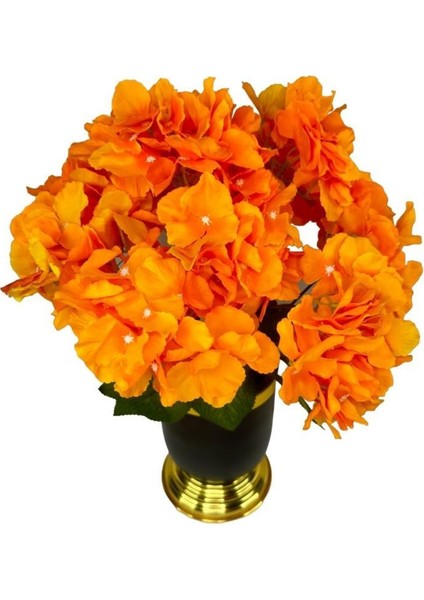 Yapay Çiçek Somon Ortanca Aranjmanı Siyah Gold Vazolu Masa Üstü Çiçeği Arajman fiyatları