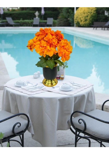 Yapay Çiçek Somon Ortanca Aranjmanı Siyah Gold Vazolu Masa Üstü Çiçeği Arajman modelleri