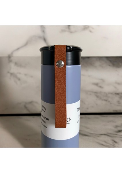 Modern Çift Vakum Yalıtımlı Yandan Deri Tutacaklı Lila Sıcak/soğuk 450 ml Günlük, Hediyelik Termos