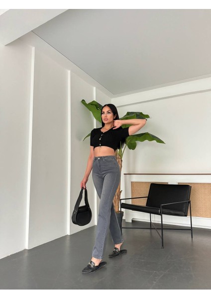 90's Kar Yıkama Süper Ekstra Yüksek Bel Likralı Füme Jeans modelleri