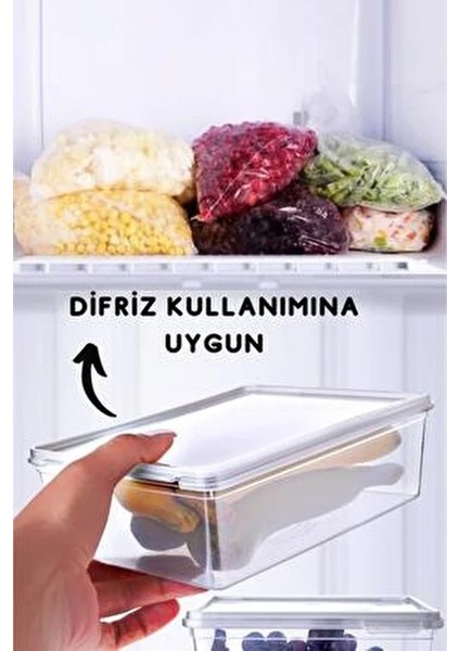 5'li Kendinden Kapaklı Derin Dondurucuya Uygun Saklama Kabı 2 Lt